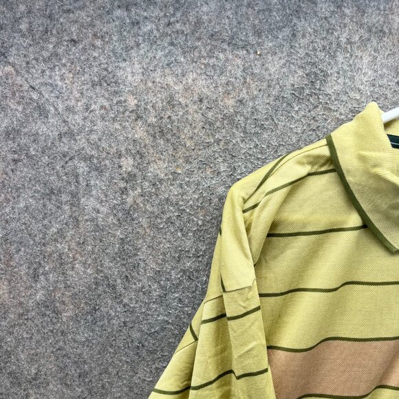 Hugo Boss Polo Shirt Mens XL Yellow Stripes Preppy Mesh Golf Baumwolle Casual - Picture 8 of 11